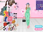 Play Butterfly Theme Dress Up free online fashion game; girl wearing butterfly pattern shirt and skirt; customizing outfit with accessories