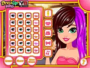 50/50 Hairstyles dress-up game image showing a girl with half pink and half blue hair