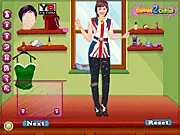 Miley Cyrus Fashion Dress Up game image showing the celebrity in a glamorous outfit and makeup