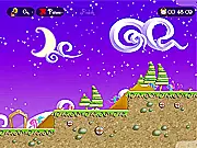 Sandman game screenshot, sleepwalkers walking towards a gate, using magical sand to build a bridge, free online puzzle game