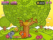 Screenshot of Chick Flick game showing a trampoline bouncing a cute chick toward a nest