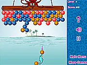 Dolphin Ball 3 game screen showing a dolphin shooting colored marbles into a chain before an octopus arrives