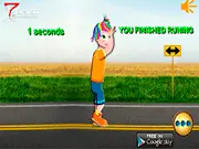 The Rainbow Girl jogging, jumping rope, and dancing aerobics in the free Rainbow Girl Fitness Challenge online game