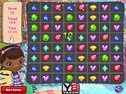 Doc McStuffins Jewel Match free online game featuring Dottie McStuffins and colorful, matching gems