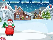 Santa Collecting Christmas Gifts game screenshot, showing Santa Claus running and jumping to collect presents in a snowy, festive platforming level.