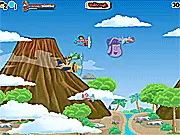 Dora Plane Escort free online game thumbnail showing Dora flying a plane