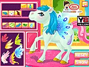 Screenshot of a cute pony getting a makeover in Baby Pony Salon free online game