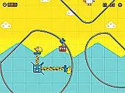 Skywire Flash online arcade game with passengers riding a tram on a wire