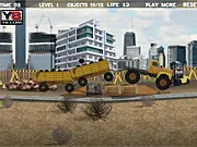 Construction City Cargo free online heavy truck game, 4x4 monster truck with two trailers, deliver pipes