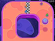 Go Go UFO free online game featuring two miniature flying saucer racers on a colorful, winding track
