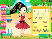 The Christmas Laila dress up game showing Laila wearing a cheerful Christmas outfit while setting up decorations at a park