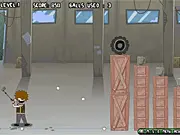The Golferrific game screen showing a golf ball, a putter, and several breakable glass obstacles on a course