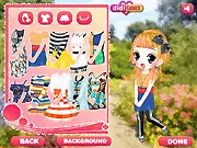 Colorful Days 6 free online dress-up game, Monica summer vacation make-up and outfits, play with friends