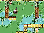 Gameplay screenshot from Onekey, a puzzle game showing a tribesman character and environmental obstacles activated by a single button press.