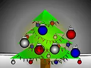 Screenshot of Targets: Christmas Style game showing a crosshair aimed at hanging, festive Christmas ball ornaments