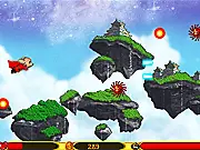 Sky Taxi: Fastest Adventure free online game screenshot - a taxi flying through the city and fighting dangerous robots