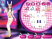 Rabbit Plot cafe dress up game online, stylish waitress Kelly wearing a fancy bunny uniform