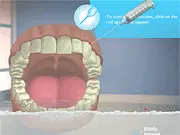 Glenn Martin Dental Adventure game showing the main character preparing to drill a tooth in the free online dentist simulation game