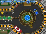The 'box of poo' vehicle being parked in a clean space in the funny free online physics and racing game Potty Parking