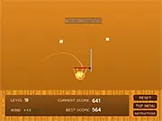 Ball to Basket online free physics puzzle game screenshot of a ball, stars, and a hoop