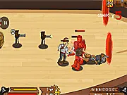 Steam Pirate game screenshot showing steampunk pirate character fighting with sword and pistol, free online game on PlayArcadeHub