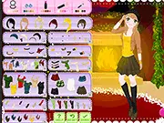 Play Christmas Clothes Ready free online dress-up game screenshot. Girl wearing a perfectly color-matched and contrasted holiday outfit with accessories. PlayArcadeHub.