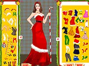 Christmas Getaway Dressup free online game screenshot, a cute girl in a festive winter outfit on PlayArcadeHub