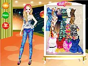 Glittery Fashion game screenshot of a girl wearing a sparkling dress, free dress up game online