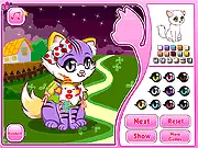Persian Cat Dress-Up free online game screenshot showing a fluffy white Persian cat wearing a tiny hat and a fancy collar