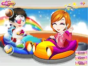 Jenny and Jake at the funfair on the bumper cars, choosing Jenny's outfit, free online dress up game
