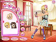 Selfie with my Girls game screen showing two stylish cartoon girls posing together, with a selection of makeup and clothing items for a makeover