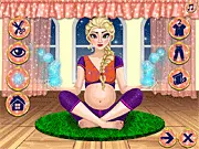 Pregnant Princess Elsa choosing yoga outfits at her relaxing retreat, free online dress up game