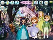 Once Upon A Time Story game featuring characters Elsa, Anna, and Princess Sofia in a decoration scene