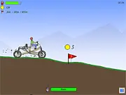 Dream Car Racing free online game screenshot showing a custom-designed vehicle driving across a bumpy, hilly track