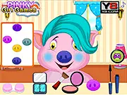 Princess Piggy Hair Salon online free game, piggy princess receiving a stylish hairdo and wearing a contemporary outfit