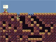Gameplay screen of Mine Me Some Gold showing a miner digging a path through brown dirt to reach veins of yellow gold.