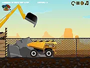 Screenshot of a huge 'Mega Trucks' vehicle driving on a rugged terrain during a transport mission in the free online game