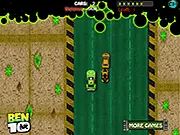 Screenshot of Ben 10 Crash Cars, a free online driving and destruction game with cars battling in an arena