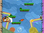 Qubey The Cube free online game screenshot showing a small cube hero jumping between floating geometric platforms in a minimalist blue environment