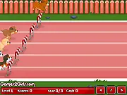Puppy Racer online free game where players use arrow keys and space to race cute dogs over obstacles