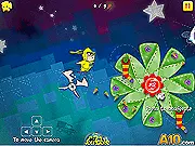 Screenshot of Artie's Dreams free online platformer, showing the main character jumping across strange, colorful platforms in a whimsical dream landscape.
