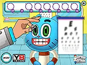 Gumball Eye Doctor online game screenshot, play free doctor simulation game helping Gumball
