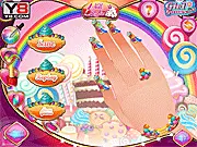 Nail Studio - Candy Design game screenshot, colorful nails decorated with candy, lollipops and sprinkles, free online nail art game