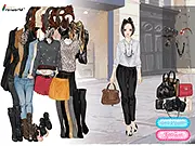 Screenshot from New York Street Fashion game showing a model dressed in chic, contemporary urban clothing in a city setting.