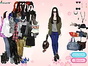 A model wearing a dazzling, sparkling sequined fitted gown in the free online dress up game on PlayArcadeHub.