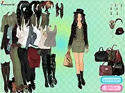 Screenshot from Army Green Fashion game, showing a model dressed in a stylish military-inspired outfit with army green and dark gray apparel