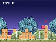 Pixel Hop 2.1 free online puzzle platformer game with a pixel square pushing a block
