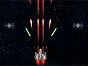 Screenshot of LEGO Star Wars Microfighters free online vertical shooting arcade game with X-Wing ship