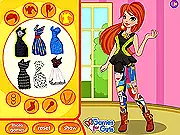 Eurovision Fashion Editor game, fashion editor Alice styling a singer in a glamorous dress, free online dress-up game