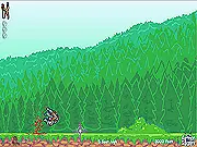 The main character, a turtle, being launched from a giant cannon with explosions and jetpacks in the free online game Toss the Turtle